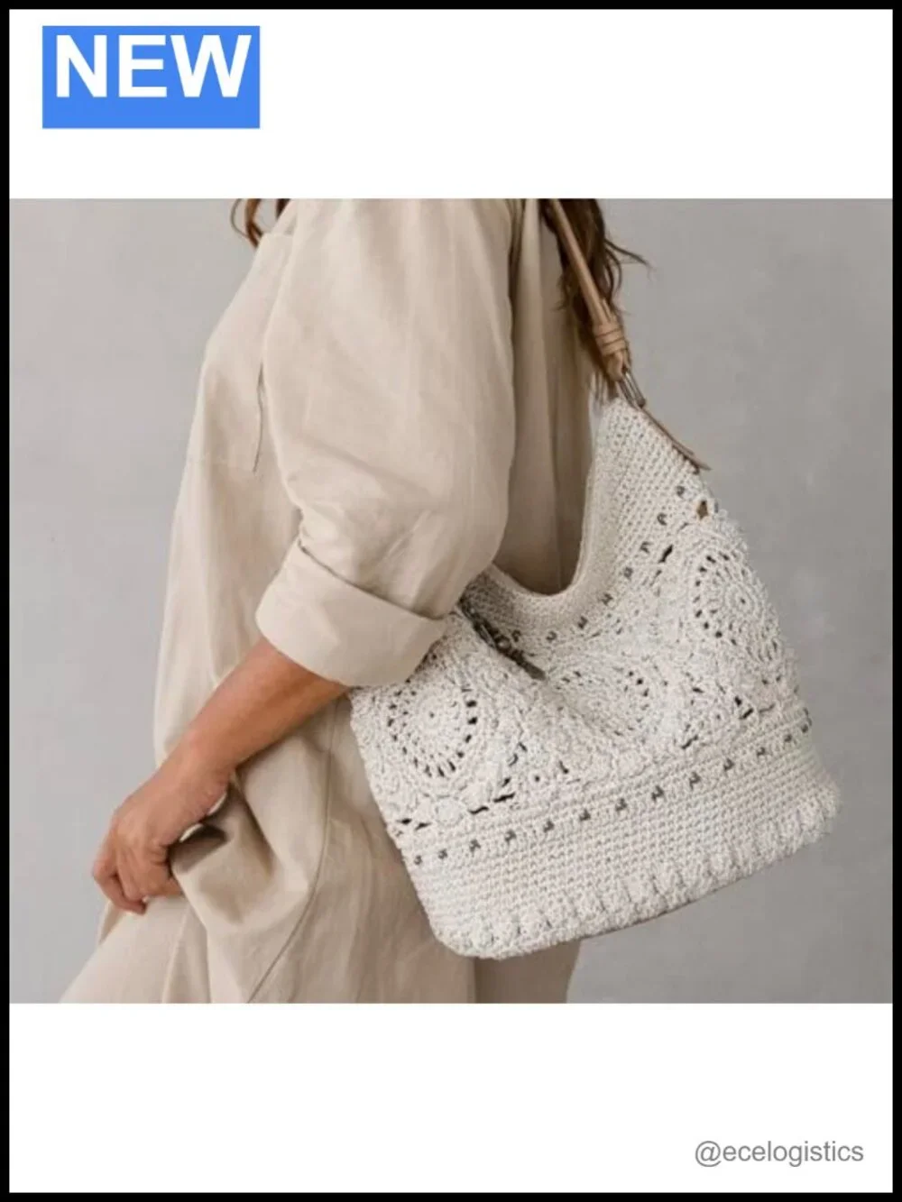 Hand Crochet Hobo Bag Women's Purse Large Tote with Zipper Pocket Travel